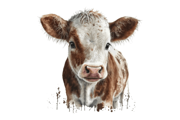 Download Watercolor Baby Cow Clipart Png Design - Premium Bundle