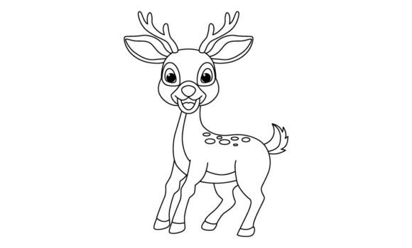 Download Cute Deer Cartoon Vector Coloring Page - Cartoon vector Collection