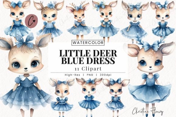 Download Little Deer Blue Dress Clipart, Deer PNG - Premium Resources