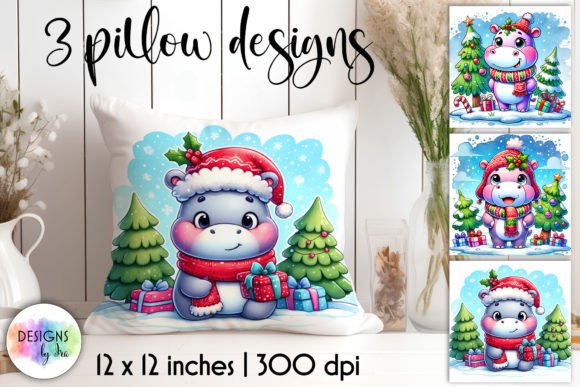 Download Funny Christmas Hippo Illustration - Christmas Collection