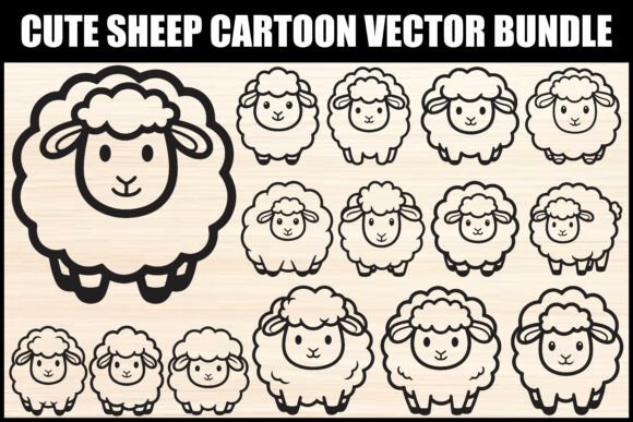 Download Cute Sheep Cartoon Vector Bundle - Cartoon vector Collection
