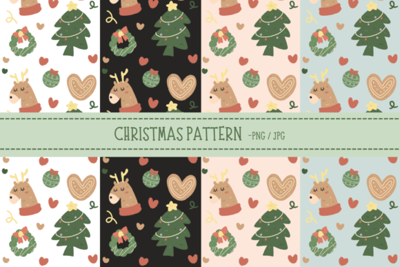 Download Cute Deer Cartoon Christmas Pattern - Christmas Collection