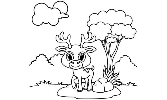 Download Funny Deer Cartoon Vector Coloring Page - Cartoon vector Collection