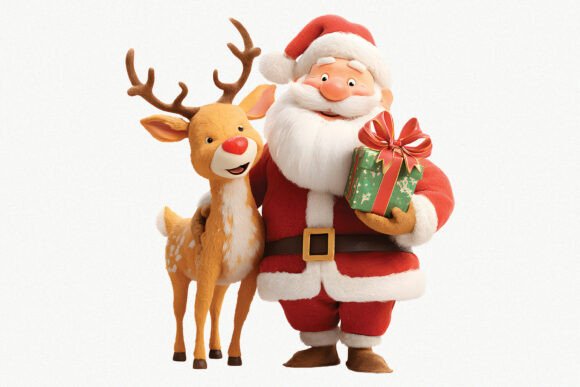 Download Christmas Santa &amp; Cute Deer PNG Clipart - Christmas Collection