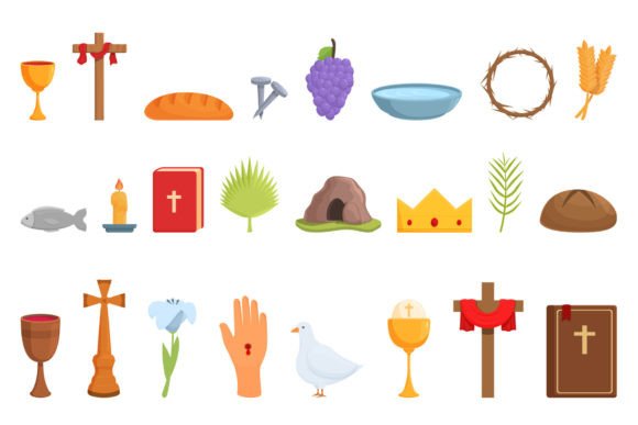 Download Holy Week Icons Set Cartoon Vector. - Cartoon vector Collection