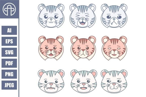 Download Set Cute Tiger Vector Illustration - Tiger vector Collection